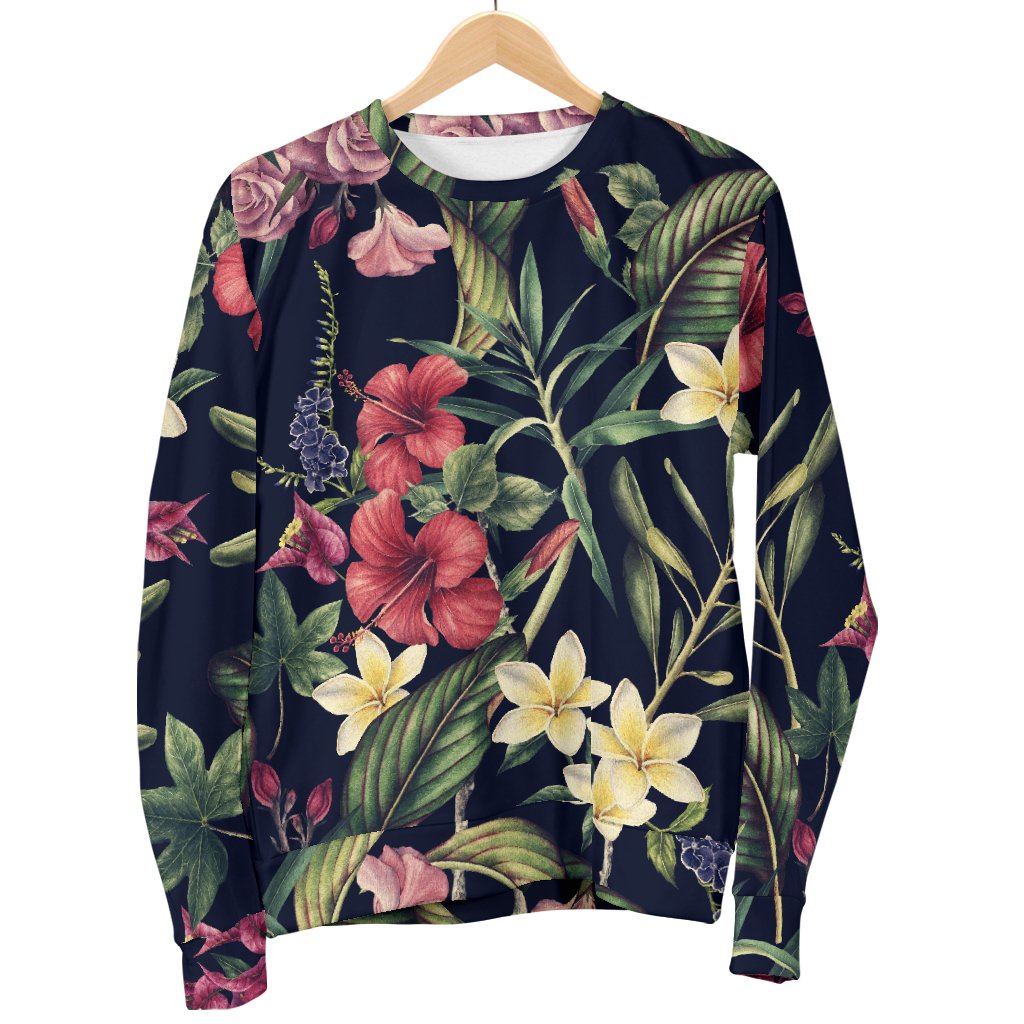 Tropical Flower Pattern Women Crewneck Sweatshirt