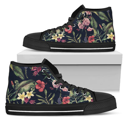 Tropical Flower Pattern Women High Top Shoes