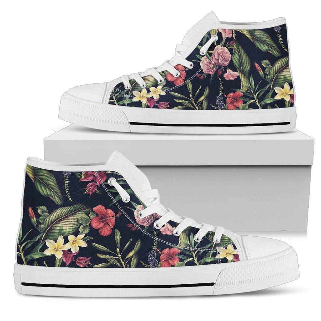 Tropical Flower Pattern Women High Top Shoes