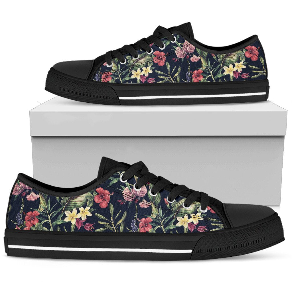 Tropical Flower Pattern Women Low Top Shoes