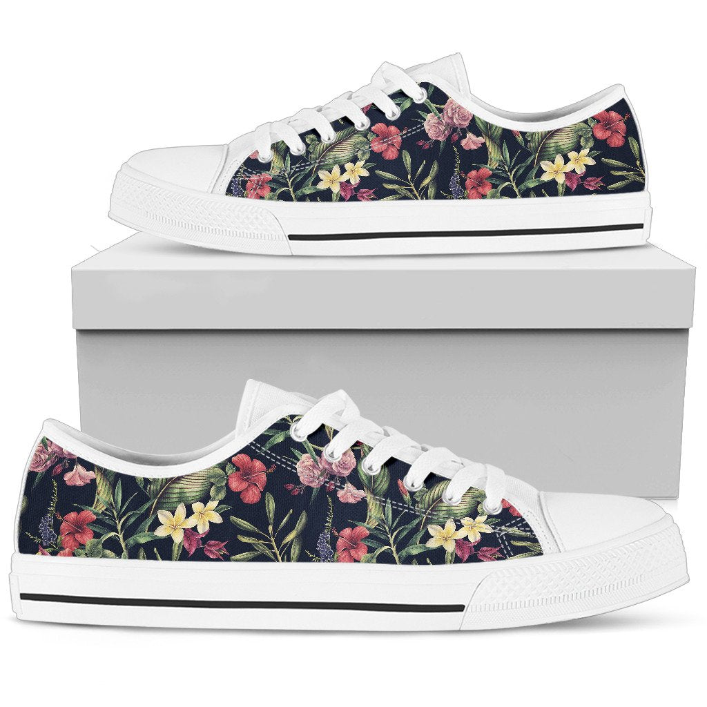 Tropical Flower Pattern Women Low Top Shoes