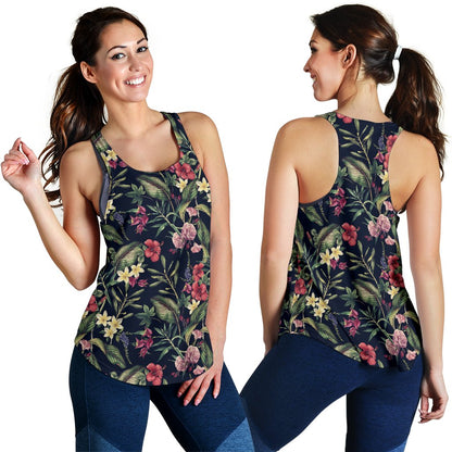 Tropical Flower Pattern Women Racerback Tank Top