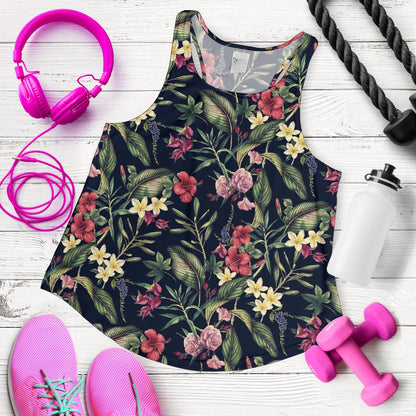 Tropical Flower Pattern Women Racerback Tank Top
