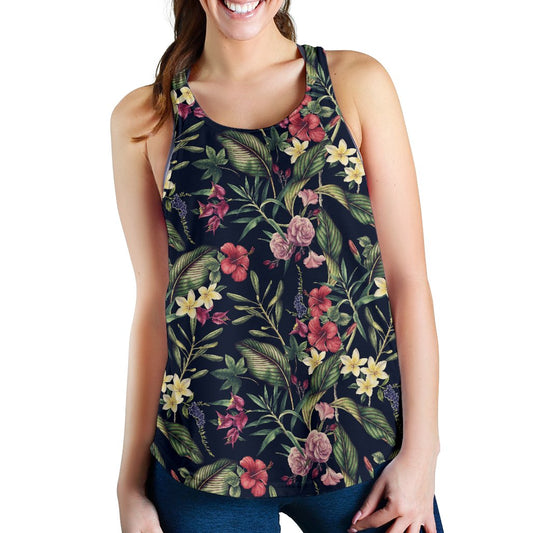 Tropical Flower Pattern Women Racerback Tank Top