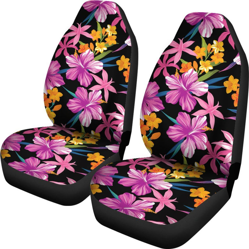 Tropical Flower Pink Hibiscus Print Universal Fit Car Seat Covers