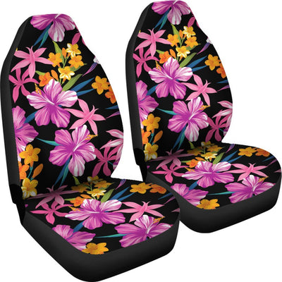Tropical Flower Pink Hibiscus Print Universal Fit Car Seat Covers
