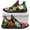 Tropical Flower Themed Design Print Pattern Mesh Knit Sneakers Shoes