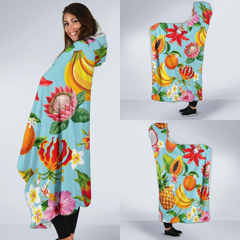 Tropical Fruits Pattern Print Design TF01 Hooded Blanket-JORJUNE.COM