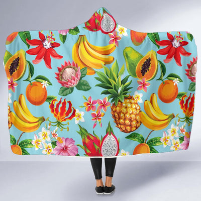 Tropical Fruits Pattern Print Design TF01 Hooded Blanket-JORJUNE.COM