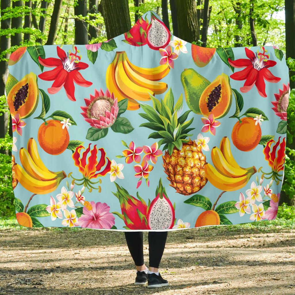 Tropical Fruits Pattern Print Design TF01 Hooded Blanket-JORJUNE.COM