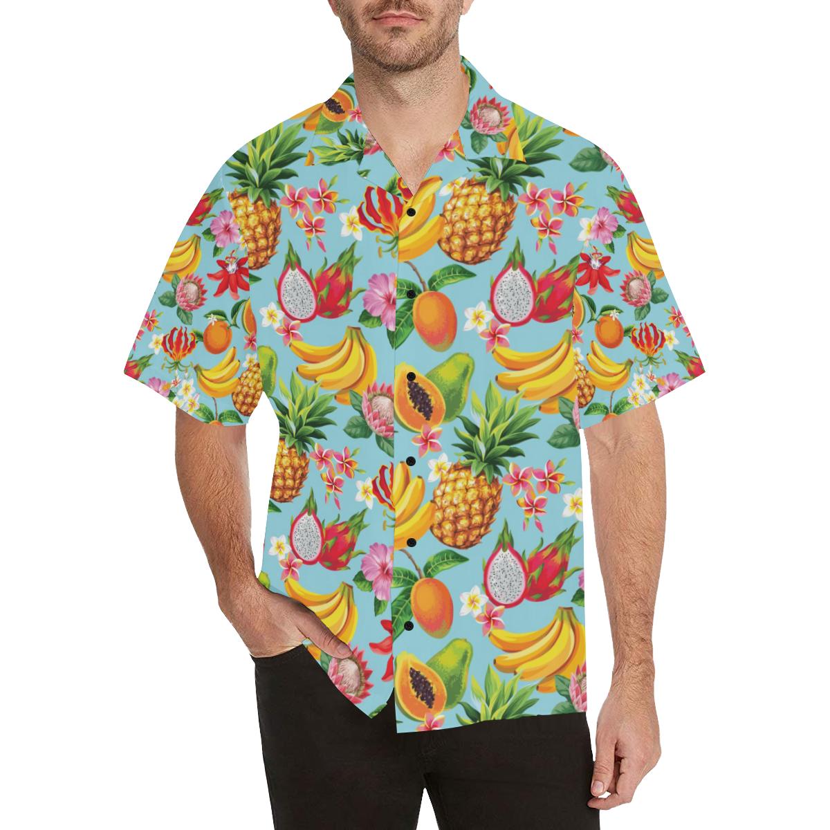 Tropical Fruits Pattern Print Design TF01 Men Hawaiian Shirt-JorJune