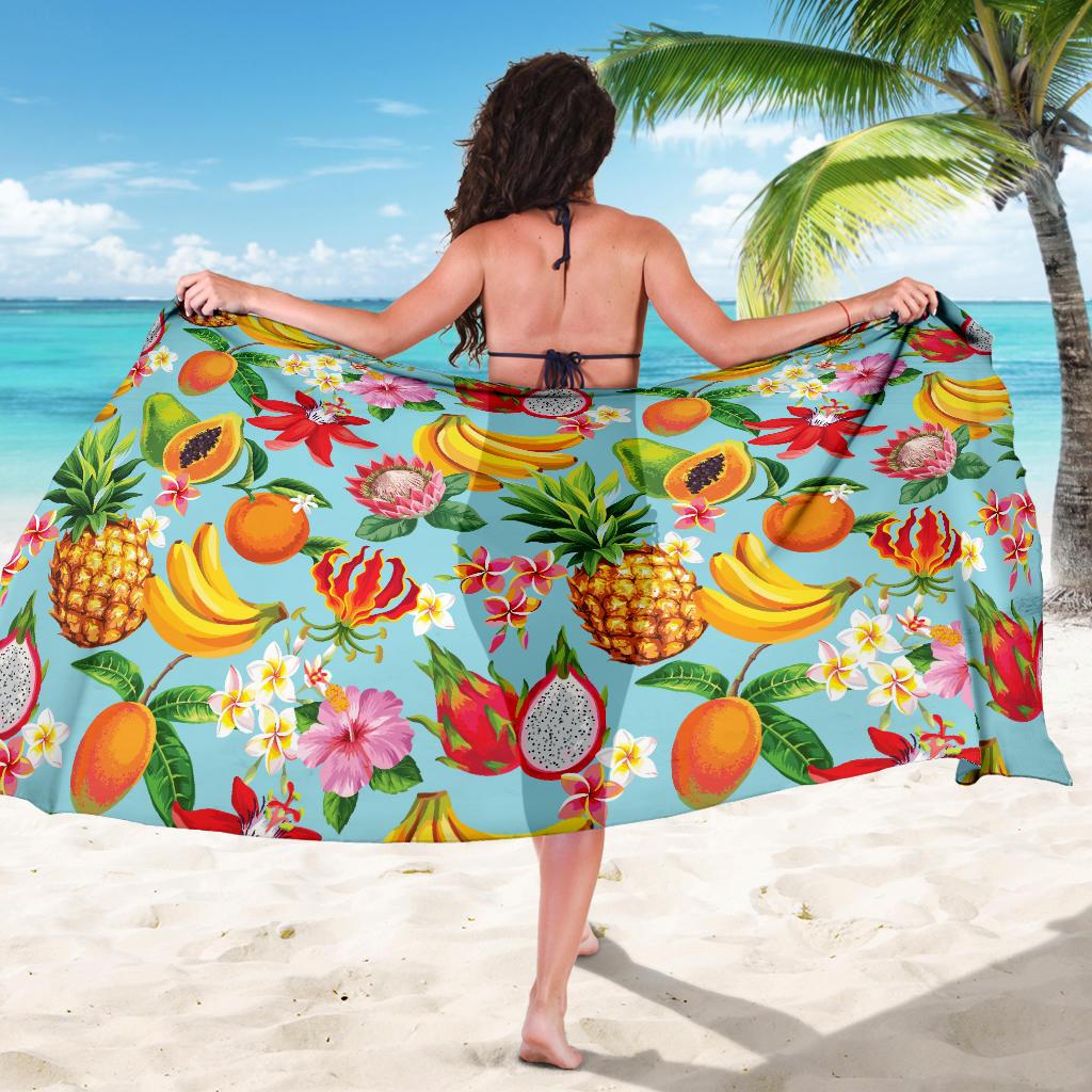 Tropical Fruits Pattern Print Design TF01 Sarong Pareo Wrap-JORJUNE.COM