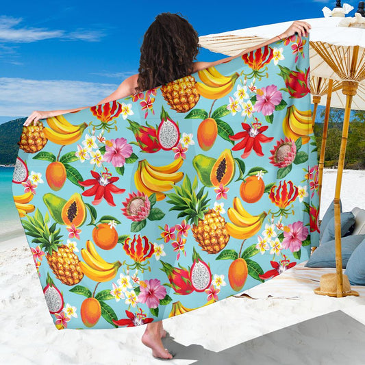 Tropical Fruits Pattern Print Design TF01 Sarong Pareo Wrap-JORJUNE.COM