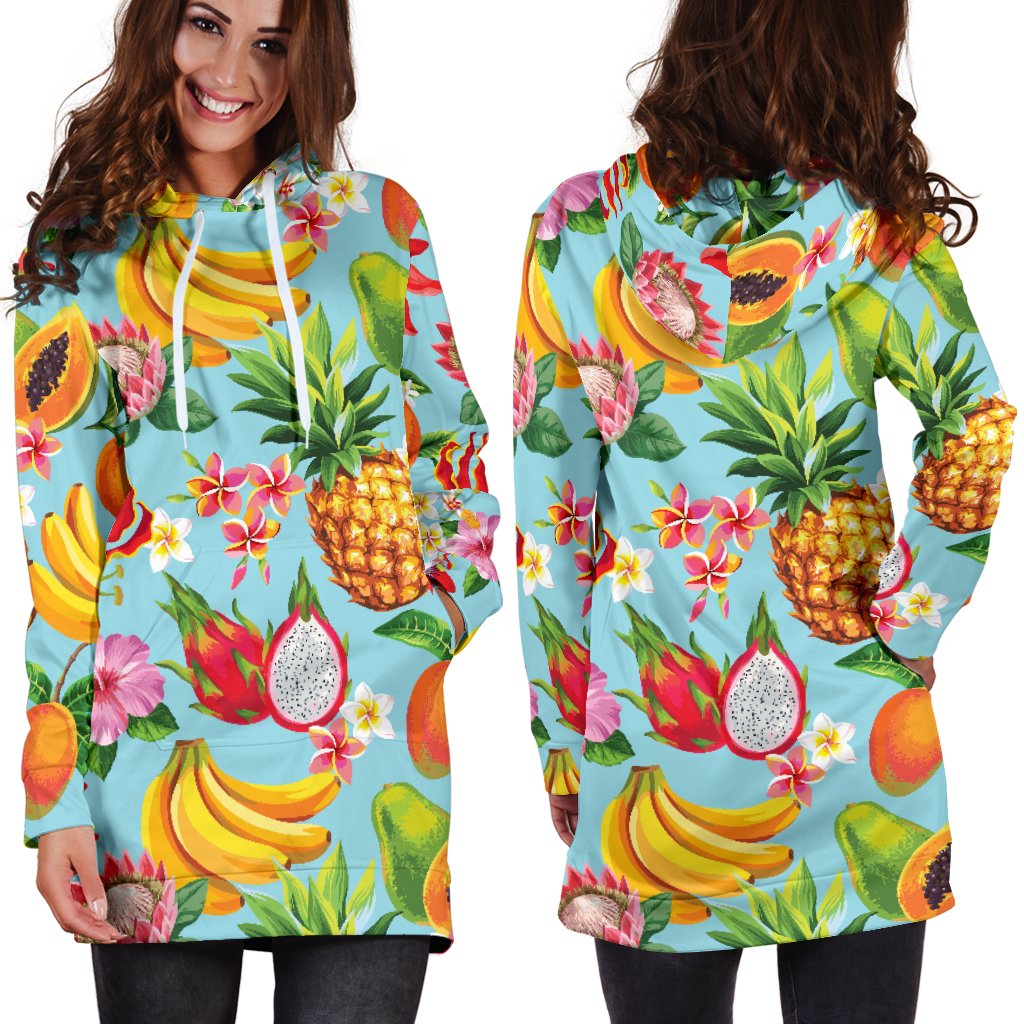 Tropical Fruits Pattern Print Design TF01 Women Hoodie Dress