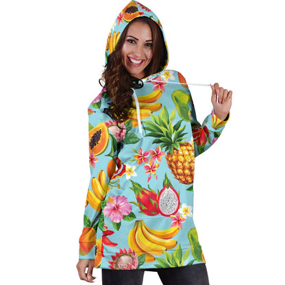 Tropical Fruits Pattern Print Design TF01 Women Hoodie Dress