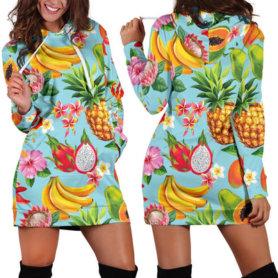 Tropical Fruits Pattern Print Design TF01 Women Hoodie Dress