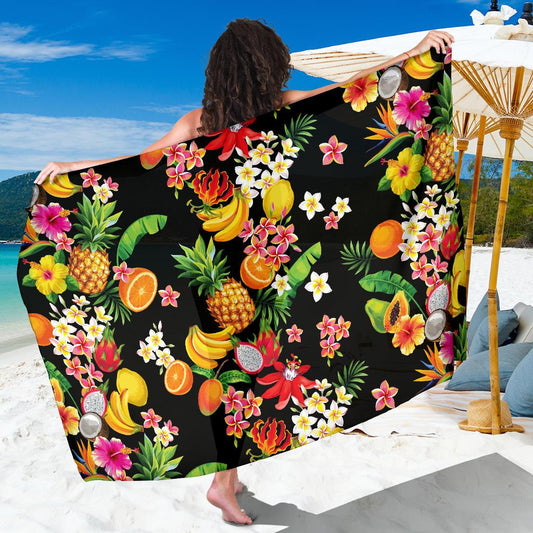 Tropical Fruits Pattern Print Design TF02 Sarong Pareo Wrap-JORJUNE.COM