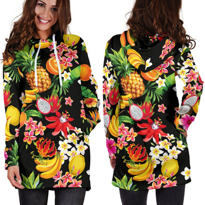 Tropical Fruits Pattern Print Design TF02 Women Hoodie Dress