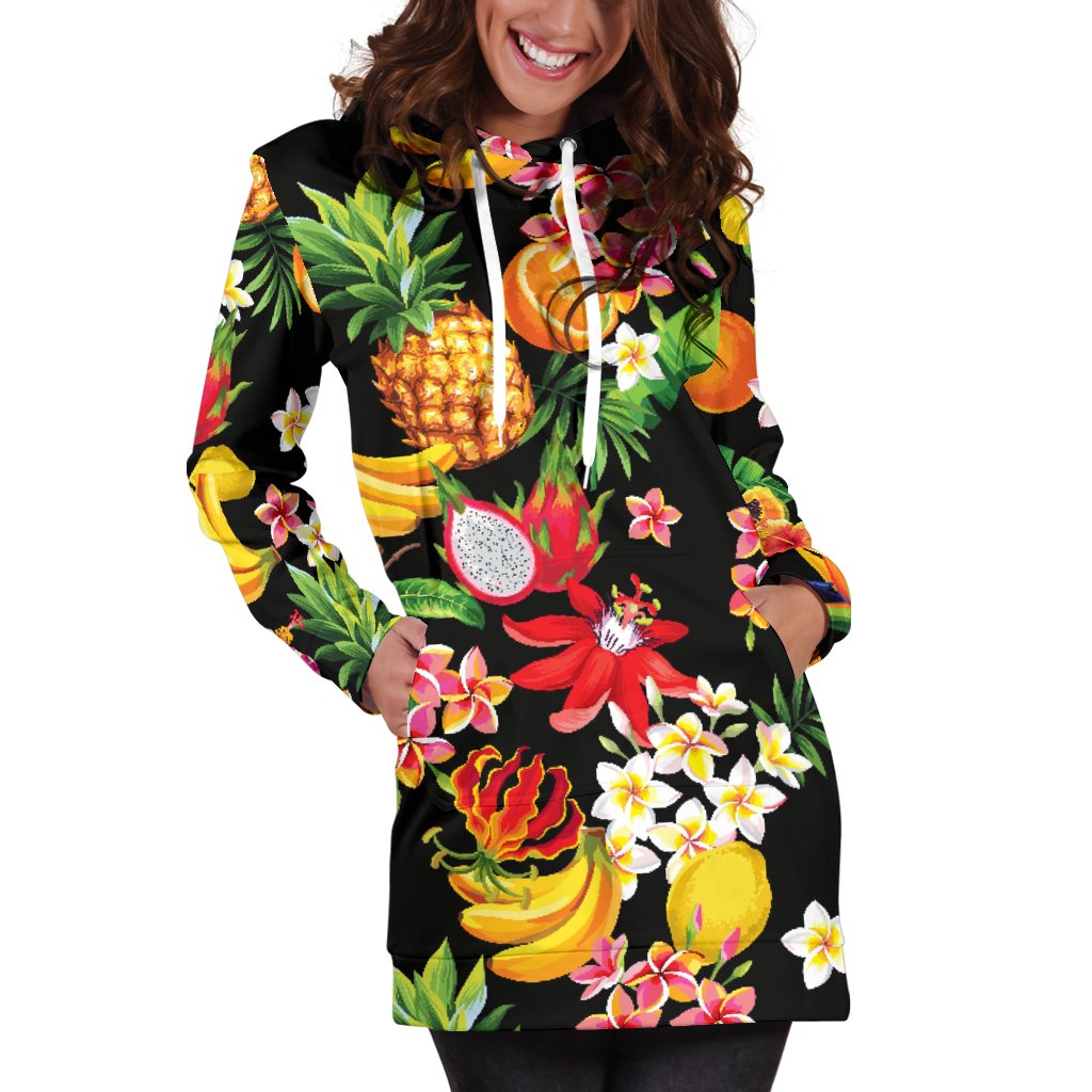 Tropical Fruits Pattern Print Design TF02 Women Hoodie Dress