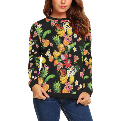 Tropical Fruits Pattern Print Design TF02 Women Long Sleeve Sweatshirt-JorJune