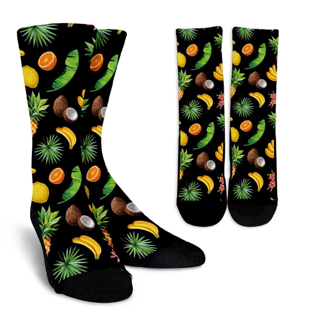Tropical Fruits Pattern Print Design TF03 Crew Socks-JORJUNE.COM