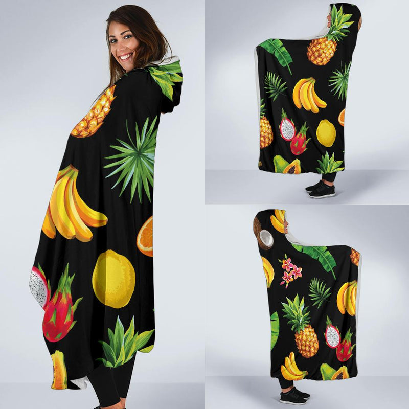 Tropical Fruits Pattern Print Design TF03 Hooded Blanket-JORJUNE.COM