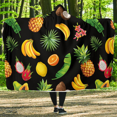 Tropical Fruits Pattern Print Design TF03 Hooded Blanket-JORJUNE.COM