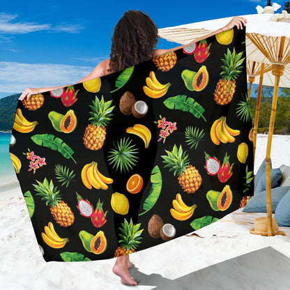 Tropical Fruits Pattern Print Design TF03 Sarong Pareo Wrap-JORJUNE.COM