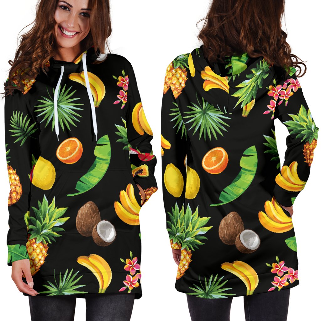Tropical Fruits Pattern Print Design TF03 Women Hoodie Dress