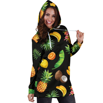 Tropical Fruits Pattern Print Design TF03 Women Hoodie Dress