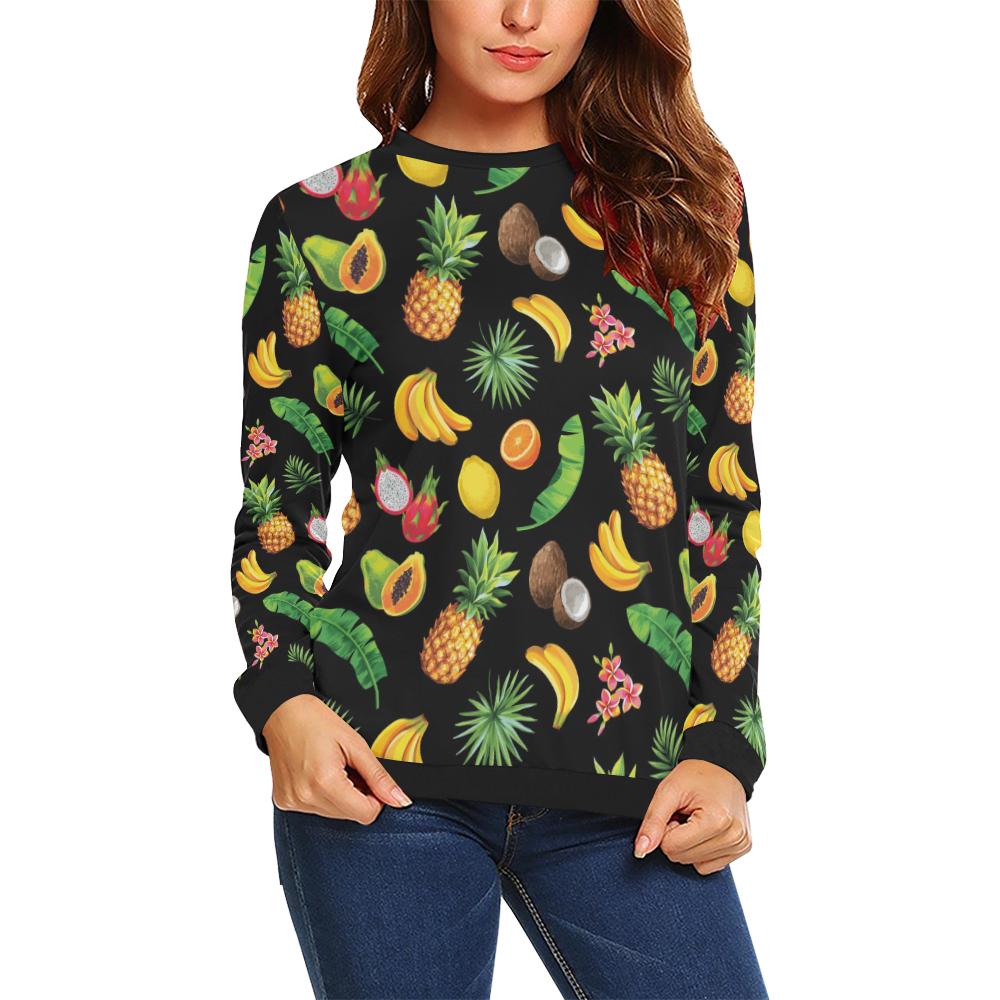 Tropical Fruits Pattern Print Design TF03 Women Long Sleeve Sweatshirt-JorJune