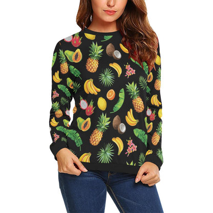 Tropical Fruits Pattern Print Design TF03 Women Long Sleeve Sweatshirt-JorJune