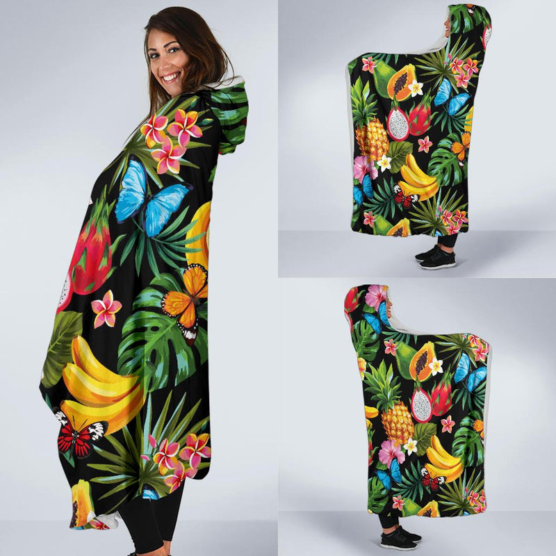 Tropical Fruits Pattern Print Design TF04 Hooded Blanket-JORJUNE.COM