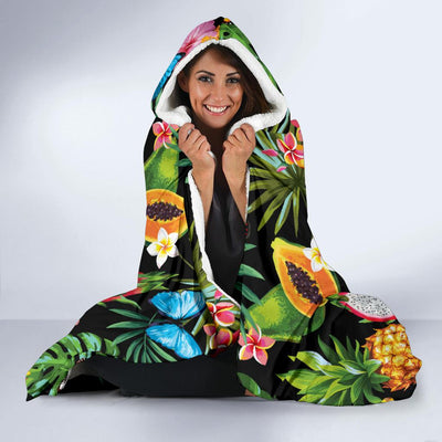 Tropical Fruits Pattern Print Design TF04 Hooded Blanket-JORJUNE.COM