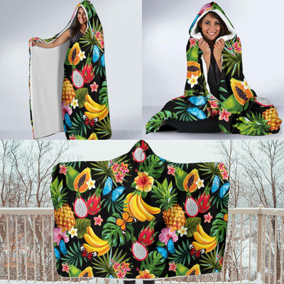 Tropical Fruits Pattern Print Design TF04 Hooded Blanket-JORJUNE.COM