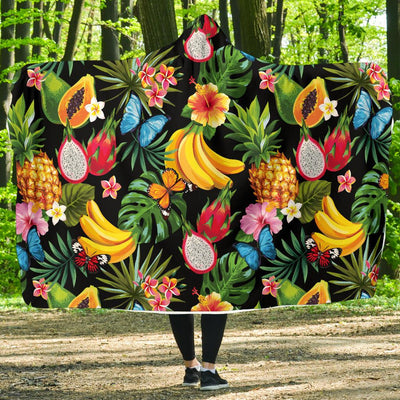 Tropical Fruits Pattern Print Design TF04 Hooded Blanket-JORJUNE.COM