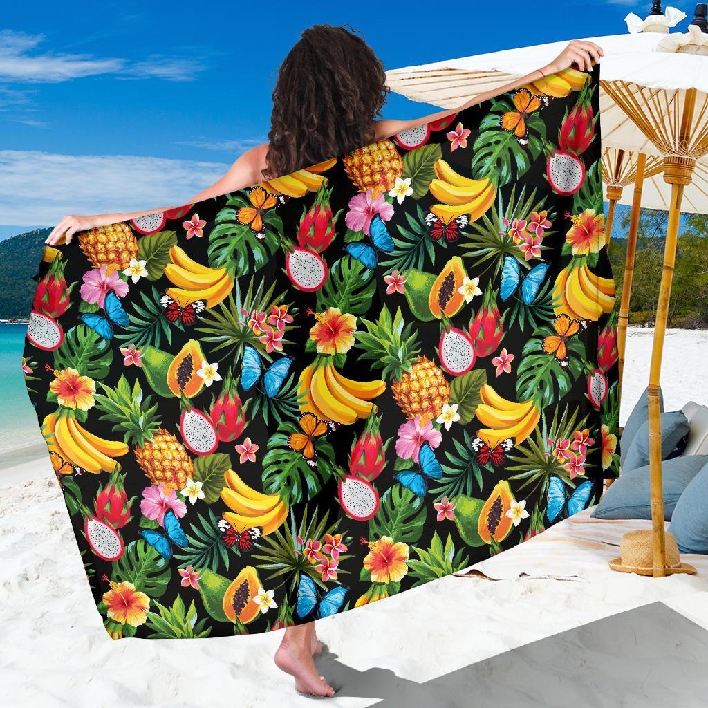 Tropical Fruits Pattern Print Design TF04 Sarong Pareo Wrap-JORJUNE.COM