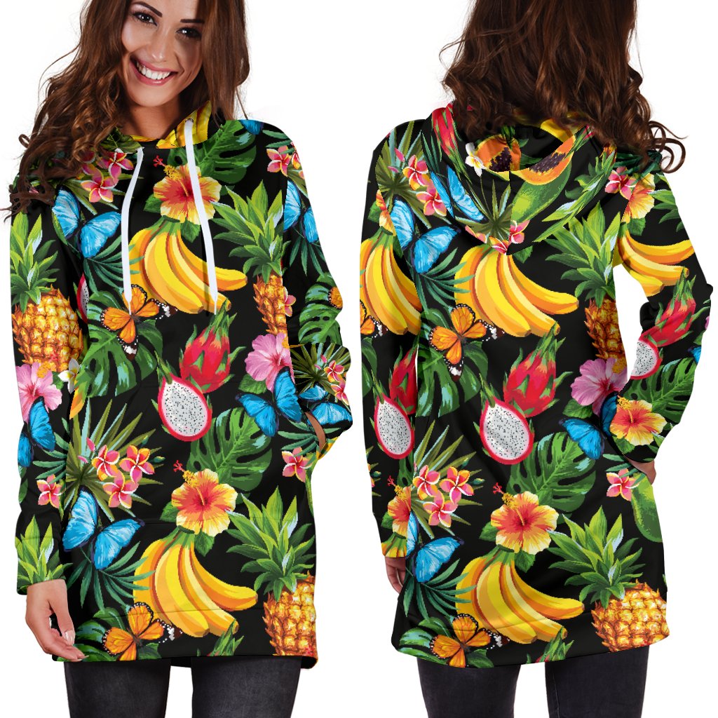 Tropical Fruits Pattern Print Design TF04 Women Hoodie Dress