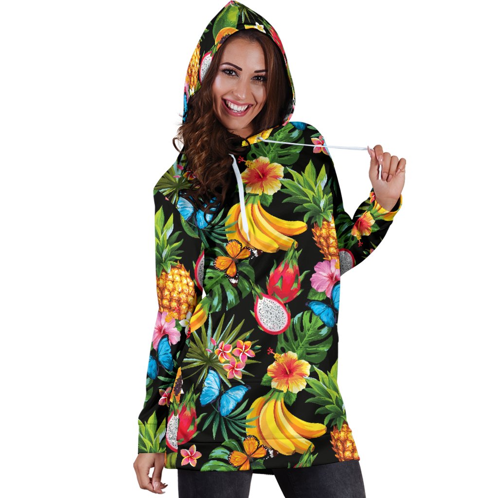 Tropical Fruits Pattern Print Design TF04 Women Hoodie Dress