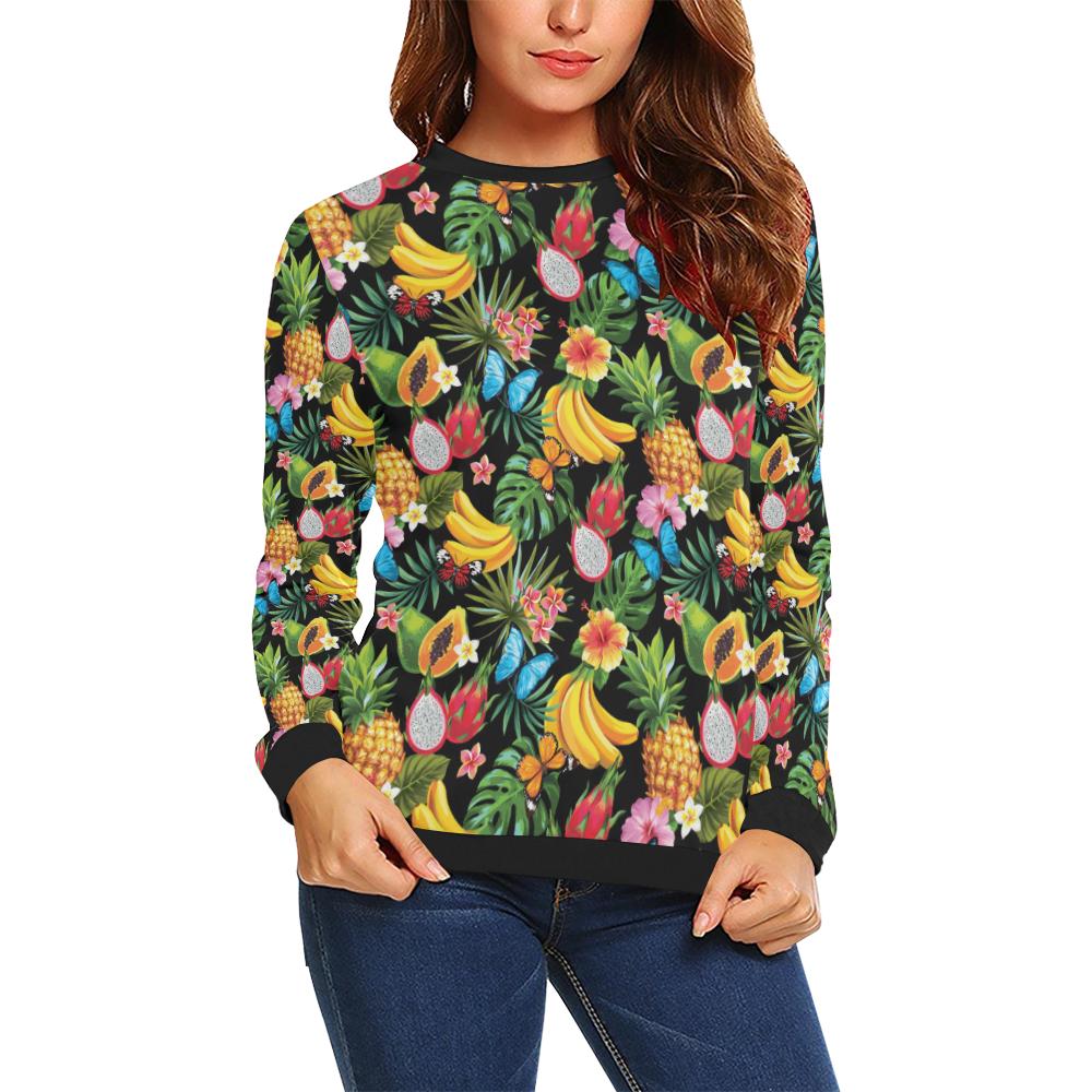 Tropical Fruits Pattern Print Design TF04 Women Long Sleeve Sweatshirt-JorJune