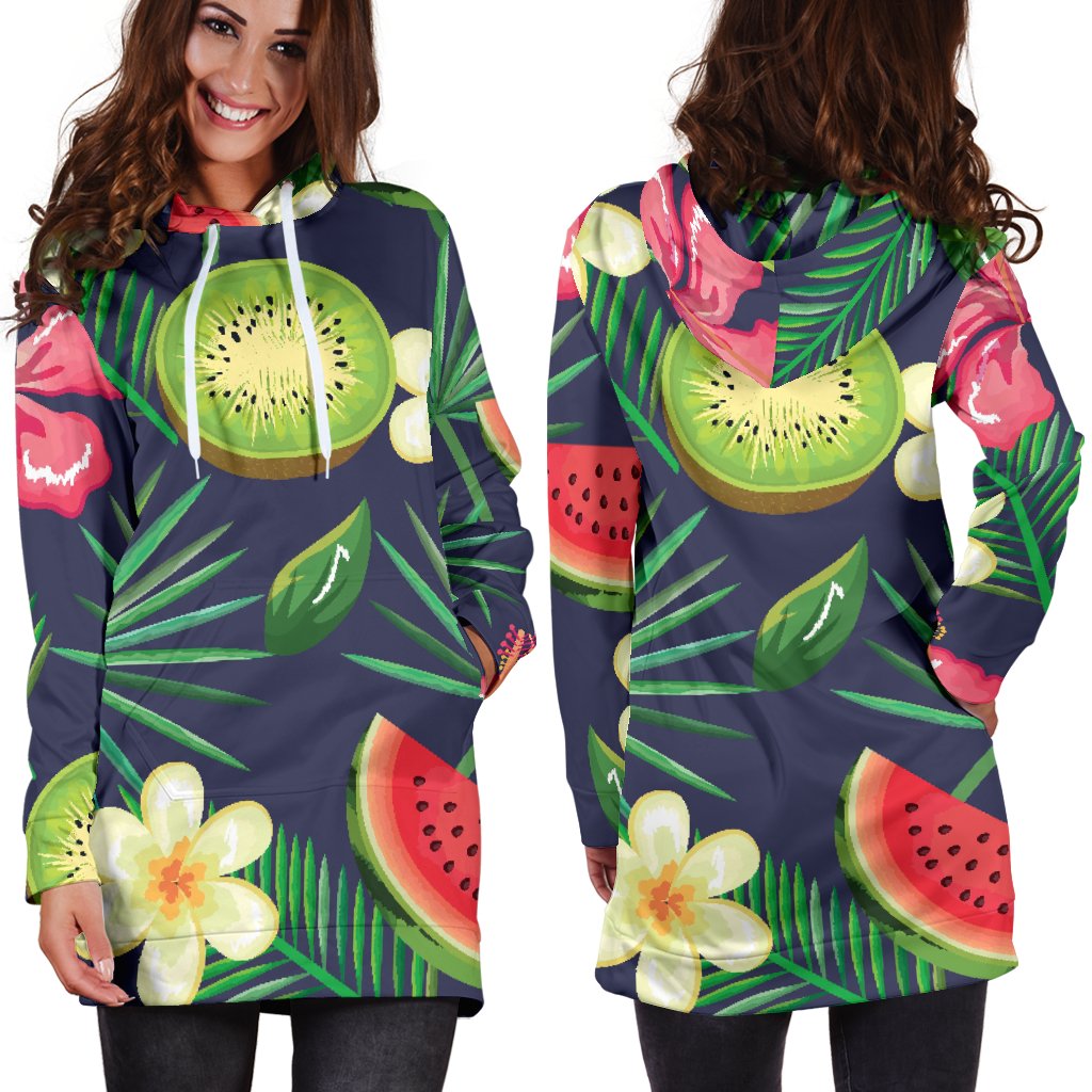 Tropical Fruits Pattern Print Design TF05 Women Hoodie Dress
