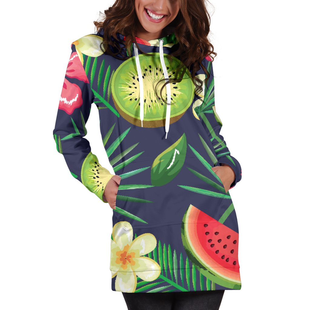 Tropical Fruits Pattern Print Design TF05 Women Hoodie Dress