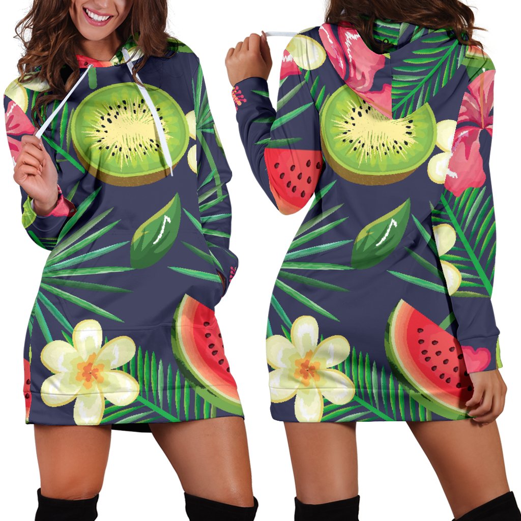 Tropical Fruits Pattern Print Design TF05 Women Hoodie Dress