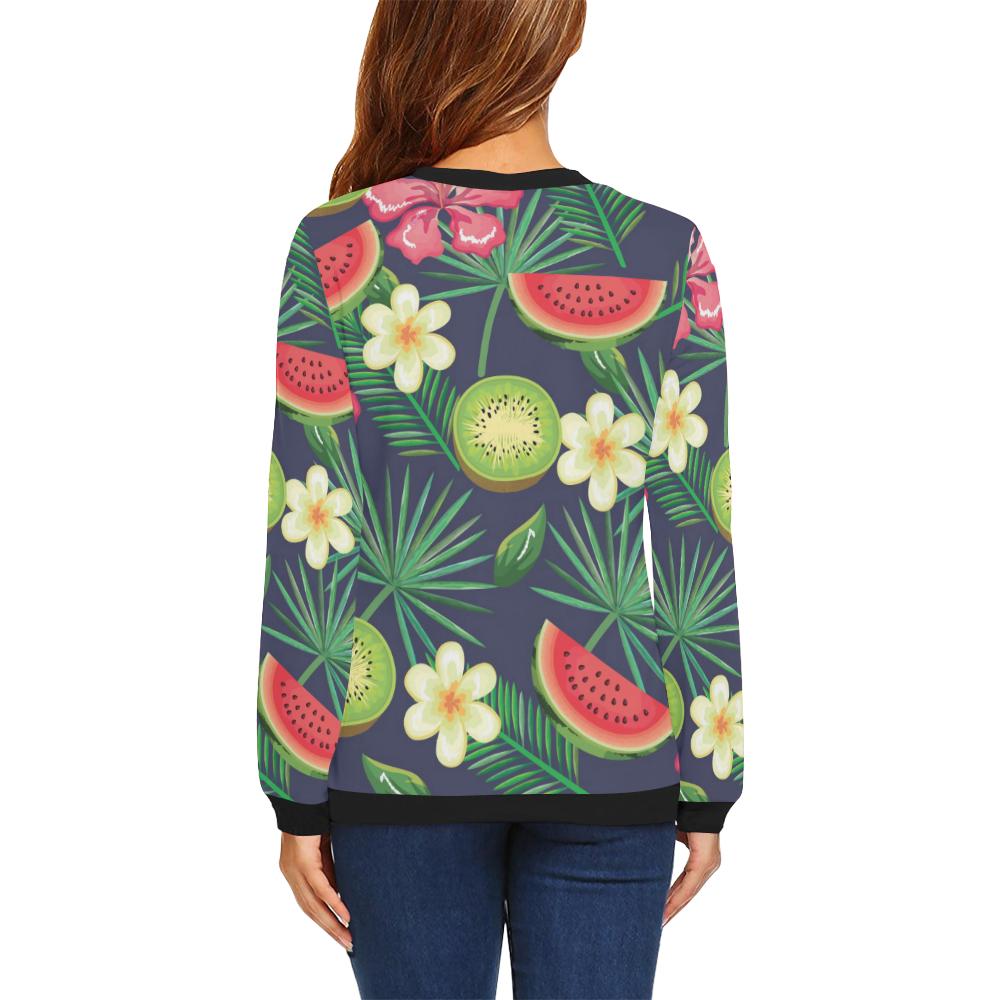 Tropical Fruits Pattern Print Design TF05 Women Long Sleeve Sweatshirt-JorJune
