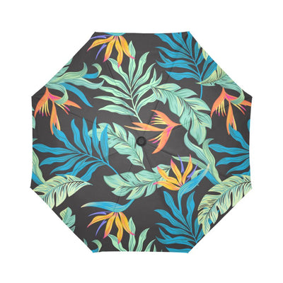 Tropical Palm Leaves Hawaiian Flower Automatic Foldable Umbrella
