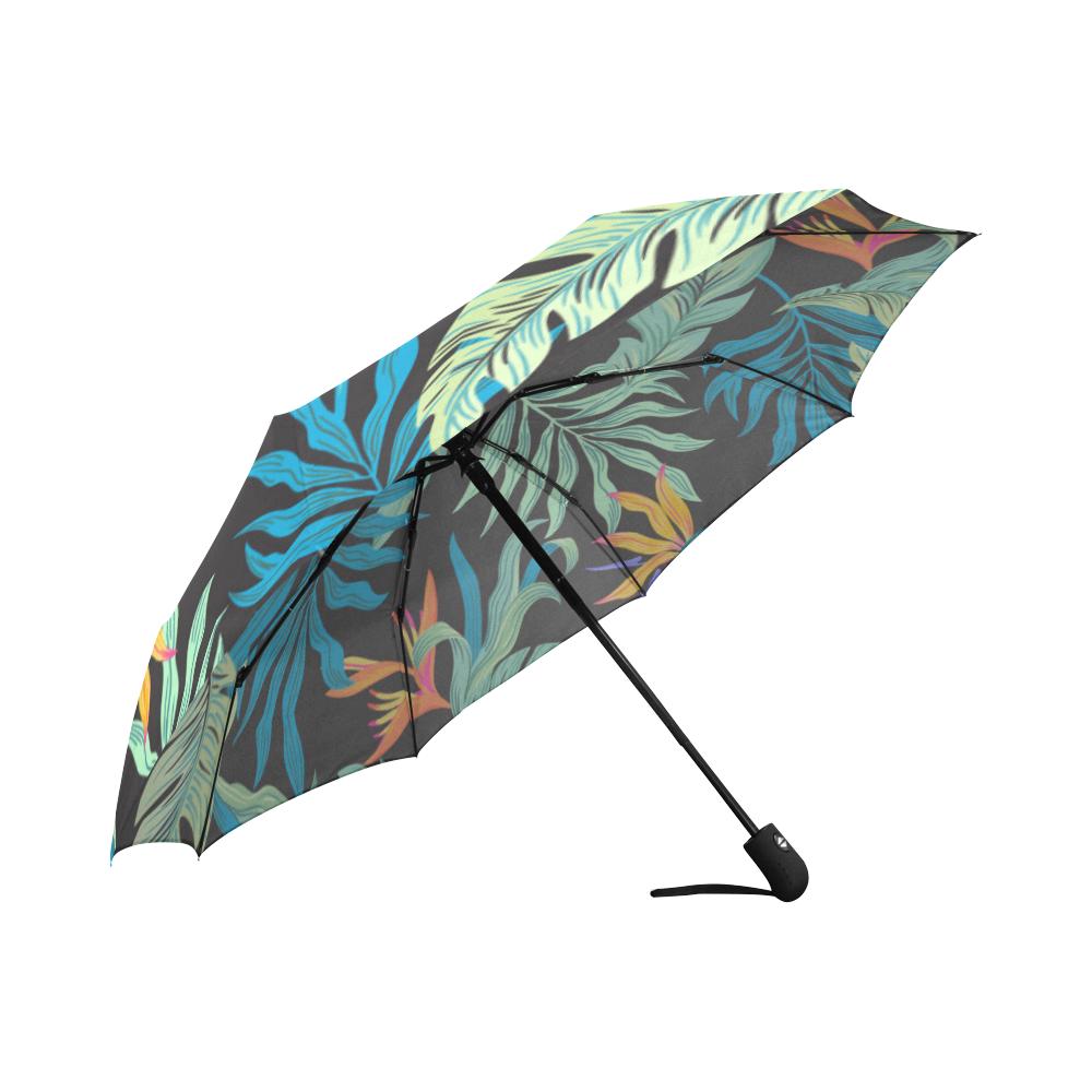 Tropical Palm Leaves Hawaiian Flower Automatic Foldable Umbrella