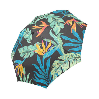 Tropical Palm Leaves Hawaiian Flower Automatic Foldable Umbrella