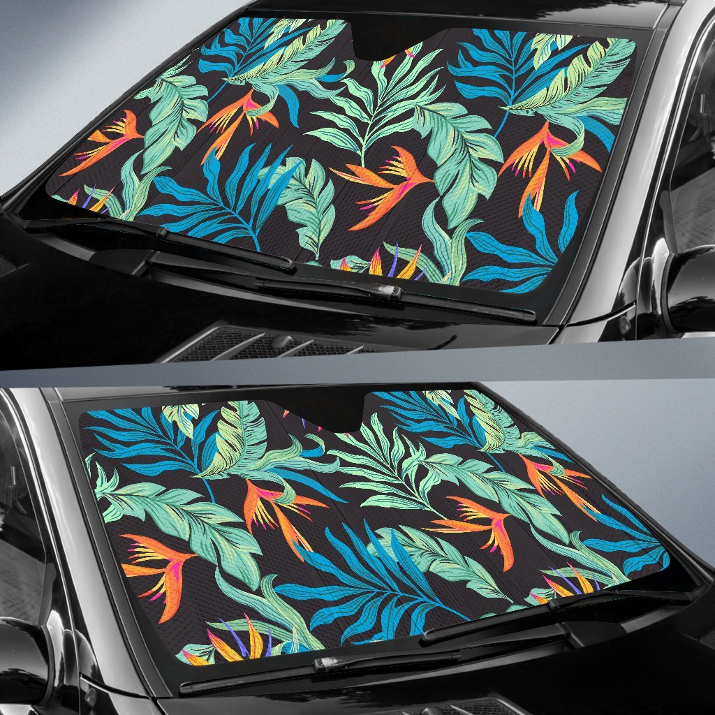 Tropical Palm Leaves Hawaiian Flower Car Sun Shade-JorJune