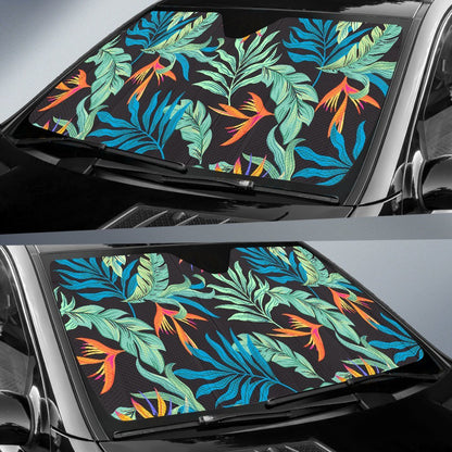 Tropical Palm Leaves Hawaiian Flower Car Sun Shade-JorJune