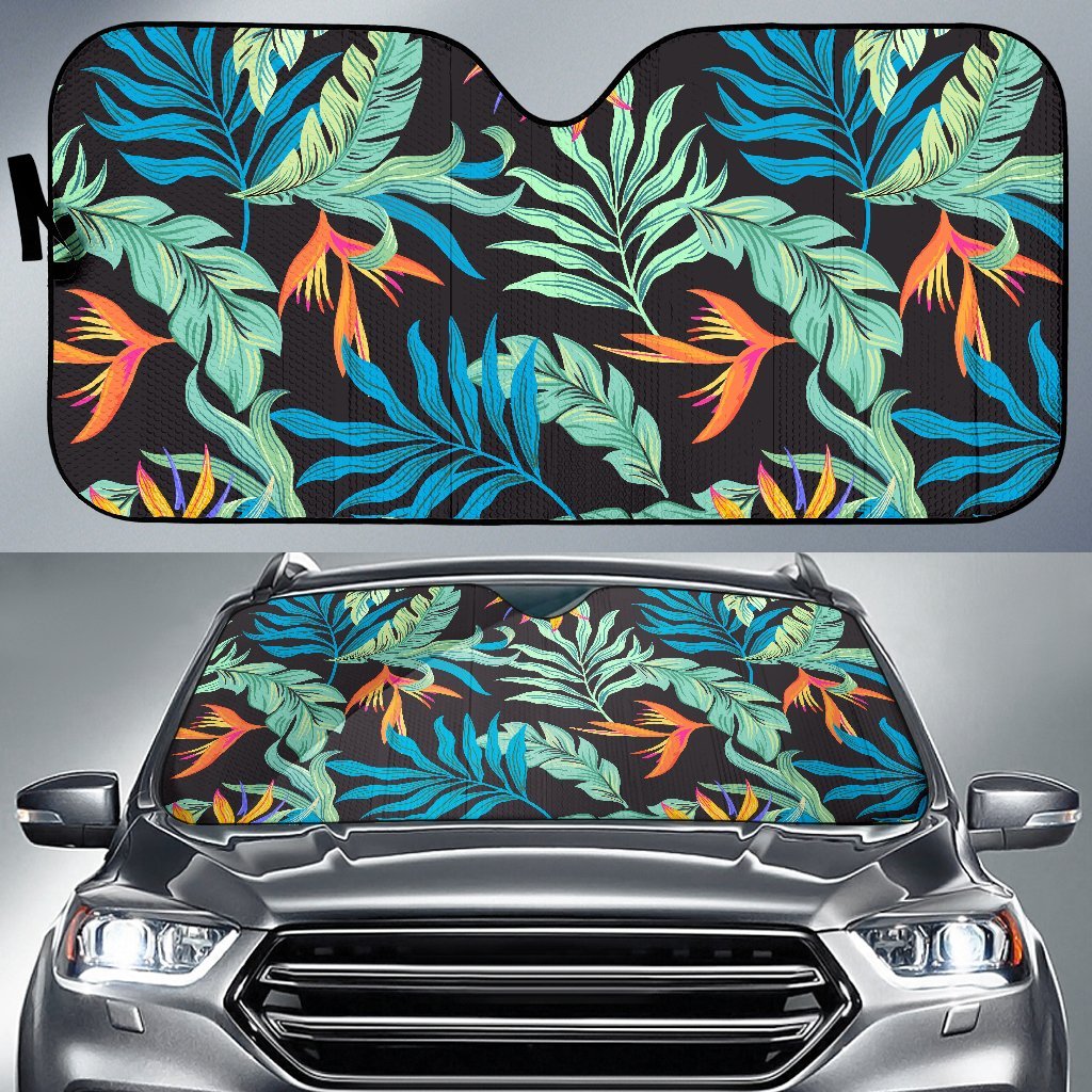 Tropical Palm Leaves Hawaiian Flower Car Sun Shade-JorJune